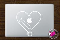 Stethoscope Heart Cutout (WHITE) Vinyl Decal Stickers for MacBook Laptop Car Nursing Tough Strength Strong Strength Hope Inspiration Love Doctor Nurse Veterinarian Health Medicine Hospital Med School