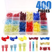 Glarks 400pcs 22-10 Gauge Nylon Heat Shrink Waterproof Electrical Insulated Quick Splice Spade Butt T-Tap Crimp Terminals Connectors Assortment Set