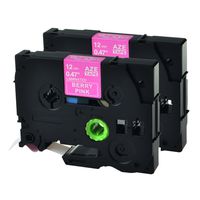 GREENCYCLE 2 Pack Compatible for TZe-MQP35 TZe MQP35 TZeMQP35 12mm Standard Laminated Label Tape Cassette White on Berry Pink 0.47 inch x 5m 1/2" 12mm used in P-Touch PT-D210 PT-D400 PT-H110 PT-D200