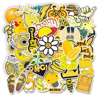 Stickers for Water Bottles 50 Pcs Cute Trendy Stickers Waterproof Laptop Phone Luggage Stickers for Teens Girls Kids (Yellow)