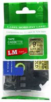 LM Tapes - Brother PT-200 3/8" (9mm 0.35 Laminated) Black on Gold Compatible TZe P-touch Tape for Brother Model PT200 Label Maker with FREE Tape Guide Included