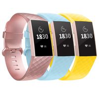 adepoy Compatible with Fitbit Charge 3 Bands for Women Men Large Small, Adjustable Replacement Wristbands for Fitbit Charge 3 and Fitbit Charge 3 SE, 3 Pack, Aqua, CreamYellow, Rosegold, Large