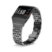 Shangpule Compatible for Fitbit Ionic Bands, Stainless Steel Metal Replacement Strap Bracelet Wrist Band Accessories for Ionic Smart Watch Women Man Large Small (Black)