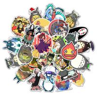 Hayao Miyazaki Anime Laptop Stickers - Vinyl Waterproof Decal Water Bottle Skateboard Guitar Travel Phone Case Door Luggage Car Bike Bicycle (50 pcs) Removable Not Repeat