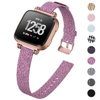 KIMILAR Woven Band Compatible with Fitbit Versa/Versa 2 Bands, Fabric Women Beaded Slim Replacement Breathable Strap Wristband Accessories (Also Fit for Versa Lite)