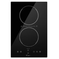 Empava Vertical with 2 Burners in Black 12" Induction Cooktop Electric Stove Vitro Ceramic Smooth Surface Glass 3000 Watts, 120V