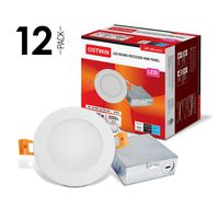 OSTWIN Premium 12W (60 Watt Repl.) 4 Inch IC Rated LED Recessed Low Profile Slim Round Panel Light with Junction Box, Dimmable, 5000K Daylight, 900 Lm, No Can Needed (12 Pack) ETL & Energy Star Listed