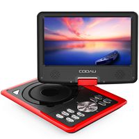 COOAU Portable DVD Player 11.5" with Game Joystick, Swivel HD Screen, Support Multi-Format, Region Free, Long Lasting Battery, Support AV-in/AV-Out/SD/USB, Red