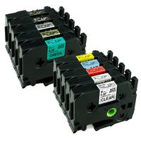 Airmall 10 Pack Compatible TZ TZe Label Tape, Clear, White, Red, Blue, Yellow, Green, Gold, Silver, Black,9mm 3/8 Inch, for P-Touch TZe-121 221 421 521 621 721 821 921 324 325 for Ptouch PT-H100