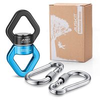 AusKit Swing Swivel, 30 KN Safest Rotational Device Hanging Accessory with Carabiners for Web Tree Swing, Swing Setting, Aerial Dance, Children's Swing (Black/Blue)