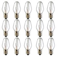 Scentsy Bulb, 15 Pack Light Bulbs for Plug-in Nightlight Warmer Wax Diffuser & Candle Warmers, E12 Candelabra Base Long Life Incandescent Bulbs, 120 Volt - Dimmable - Warm White - C7 Shape (15)