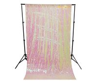 Two Tone Sequin Fabric Backdrop Curtain 4FTx7FT Reversable Iridescent White&White Sequins Mermaid Photo Booth Backdrop -0906S