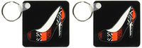 3dRose I Love Shoes - Animal Print High Heel Shoe - Red Cheetah and Zebra - Key Chains, 2.25 x 4.5 inches, set of 2 (kc_57145_1)