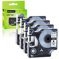 GREENCYCLE 4PK White on Clear Label Tape Compatible for Dymo D1 45020 S0720600 1/2 Inch LabelManager 450D Labeling Maker (4PK 45020 S0720600)