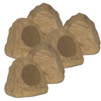 Theater Solutions 6R6S Outdoor Sandstone 6.5" Rock 6 Speaker Set for Deck Pool Spa Yard Garden