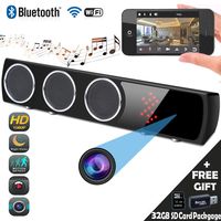 TUOU WiFi Spy Camera Bluetooth Speaker HD 1080P, Wireless Hidden Camera 160 Degree Wide Angle Night Version Nanny Cam 24 Hours Real-time Monitoring, Free 32GB SD Card (Black)