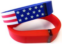 Large 1 American Flag 1 Real Red Band for Fitbit FLEX Only With Clasps Replacement /No tracker/