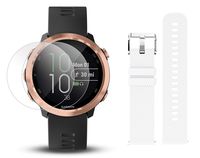 Garmin Forerunner 645 Music Bundle with Extra Band & HD Screen Protector Film (x4) | Running GPS Watch, Wrist HR, Music & Spotify, Garmin Pay (Rose Gold + Music, White)