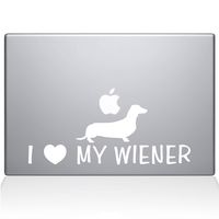 The Decal Guru I Love My Wiener Decal Vinyl Sticker, 15" MacBook Pro (2016 & Newer Models), White (1448-MAC-15X-W)