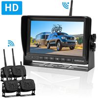 LeeKooLuu Digital Wireless Backup Camera Observation System,7'' Monitor Full/Quadra Split Screen for RVs,Trailers,Trucks,Motorhomes,5th Wheel IP69K Waterproof,Super Night Vision,Guide Lines On/Off