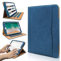 Hansong iPad 9.7 2017/2018 case - Leather Multiple Card Pocket Stand Case with Auto Sleep/Wake Up Viewing Angles Stand Folio Design for Apple iPad 9.7 inch 2017/2018 Air/Air 2 - Navy