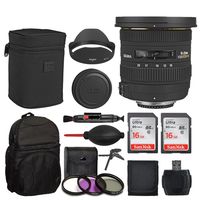 Sigma 10-20mm f/3.5 EX DC HSM Autofocus Zoom Lens for Nikon + Deluxe Backpack + 32GB Memory Card + Tabletop/Hand Grip Tripod + USB Card Wallet + Dust Blower + Lens Cleaning Pen - Top Accessory Kit