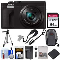 Panasonic Lumix DC-ZS80 4K Wi-Fi Digital Camera (Black) with 64GB Card + Battery + Charger + Case + Tripod Kit