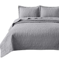 Bedsure 2-Piece Reversible Quilt Set - Leaf Pattern, Twin Quilt (68x86 Inches) with 1 Sham - Soft Microfiber Lightweight All-Season Coverlet Bedspread Bed Cover Machine Washable, Grey