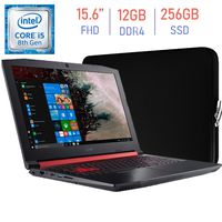Acer Nitro 5 Gaming AN515 15.6-inch FHD(1920x1080) IPS Laptop w/ Sleeve, 8th Gen Intel i5-8300H, NVIDIA GeForce GTX 1050 4GB GDDR5, 12GB RAM, 256GB SSD, Backlit Keyboard, Bluetooth, Windows 10