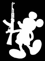 MICKEY MOUSE WITH AK-47 GUN VINYL STICKER DECAL BUMPER WINDOW FUNNY HUMOR STICK FAMILY