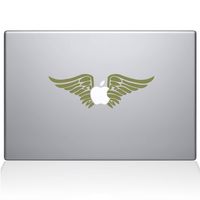 The Decal Guru 0155-MAC-12M-G Cherub Angel Wings Vinyl Sticker, 12" Macbook, Gold