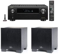Denon AVR-X4500H 9.2 Channel A/V Receiver with HEOS and Qty: 2 Martin Logan Dynamo 300 8" Powered Subwoofer Bundle