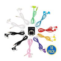 G01 Earbud Headphones Bulk Pack of 10, Basic Corded Earphones Wholesale Accessory for iPhone Smartphone Computer Laptop Chromebook MP3 Player (8 Colors, Pack of 10)
