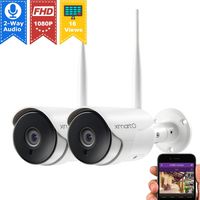 xmartO XMARTO 1080p HD Wireless Security Camera, Two-Way Audio, WiFi IP Home Surveillance Bullet Camera with Night Vision, Remote Access, IP65 Weather-Resistant, Motion Detection Alert (2-Pack)