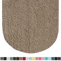 Gorilla Grip Original Luxury Chenille Oval Bath Rug Mat, 42x24, Extra Soft and Absorbent Large Shaggy Bathroom Rugs, Machine Wash Dry, Plush Carpet Mats for Tub, Shower, and Bath Room, Beige