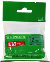 LM Tapes - 1/2" (12mm) Black on Green Compatible M Tape for Brother PT-65, PT65 Label Maker