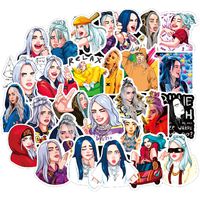 XYLL Billie Eilish Trendy Laptop Stickers for Teen Girl, Singer Vinyl Water Bottle Phone Computer Travel Case Hydro Flask Skateboard Durable Sticker