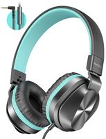 PeohZarr On-Ear Headphones with Microphone, Lightweight Folding Stereo Bass Headphones with 1.5M Tangle Free Cord, Portable Wired Headphones for Smartphone Tablet Laptop Computer MP3/4-Mint