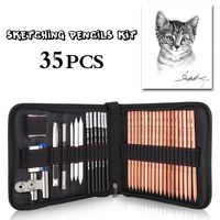 Drawing Pencils Art Set,35-Piece Professional Art Kit,Drawing and Sketch Kit with Pencils, Erasers, Kit Bag and Free Clips- Art Supplies, Drawing Pencils, Graphite Pencils, Sketching Supplies