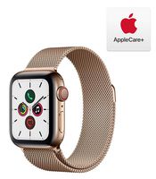 Apple Watch Series 5 (GPS + Cellular, 40mm) - Gold Stainless Steel Case with Gold Milanese Loop with AppleCare+ Bundle