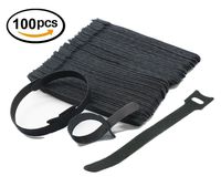 Black Adjustable Fastening Magic Stick Strap Hook and Loop Reusable Cable Ties Wire Tidy Wrap Management Ties 12x150mm (100Pcs)