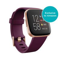 Fitbit Versa 2 Health & Fitness Smartwatch with Heart Rate, Music, Alexa Built-in, Sleep & Swim Tracking, Bordeaux/Copper Rose, One Size (S & L Bands Included)