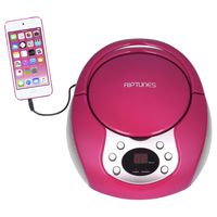 Riptunes Portable CD Player with AM FM Radio Potable radios Boom Box with Aux Line-in, Pink