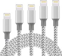 Neatlo MFi Certified iPhone Charger Lightning Cable 5Pack [3/6/6/10/10Foot] Extra Long Nylon Braided USB Charging Cord Compatible iPhone Xs/Max/XR/X/8/8Plus/7/7Plus/6S/6S Plus/SE/iPad-GreyWhite