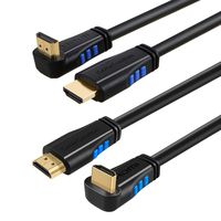 HDMI Cable[2 PCS], CableCreation 6 Feet Upward Angle 4K HDMI 2.0 Cable + 6 Feet Downward Angle 4K HDMI 2.0 Cable, Support 4K Ultra HD, 3D Video, Ethernet, Audio Return Channel, Black