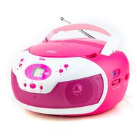 Tyler Portable Neon Pink Stereo CD Player with AM/FM Radio and Aux & Headphone Jack Line-in (TAU105-NPK)