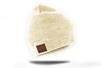 Tenergy Wireless Bluetooth Beanie Hat with Detachable Stereo Speakers & Microphone, Fleece-lined Unisex Music Beanie for Outdoor Sports, Basic Knit (Cream)