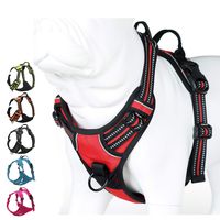 JUXZH Soft  Dog Harness .3M Reflective No Pull Harness with handle and Two Leash Attachments
