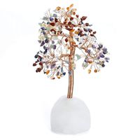 Top Plaza 7 Chakra Reiki Healing Crystals Copper Money Tree Wrapped On Natural Clear Quartz Base Crystal Home Office Desk Tree Decor Feng Shui Luck Figurine Statue 11 Inches