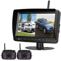 Digital Wireless Dual Backup Camera HD 1080P 2019 Vision 7''DVR Monitor Kit for RVs,Trucks,5th Wheels Support Split/Quard View Screen High-Speed Observation System IP69K Waterproof Driving/Reverse
